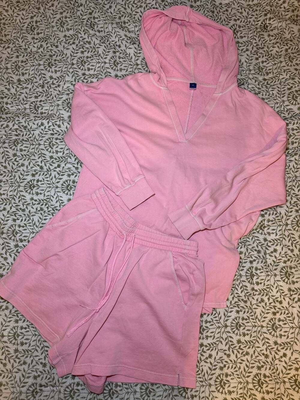 Old Navy Pink V-Neck Hoodie And Lounge Shorts Set